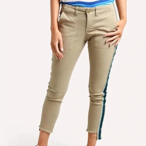 Pam & Gela uniform side stripe step hem chino khaki pants